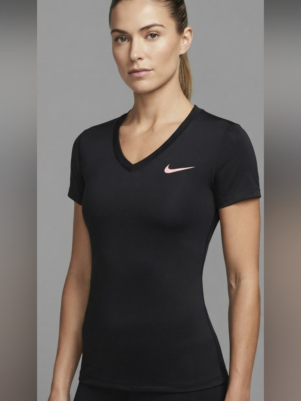 Nike Pro Dri-FIT Women’s Short Sleeve V-Neck Training Shirt In Black!Size S